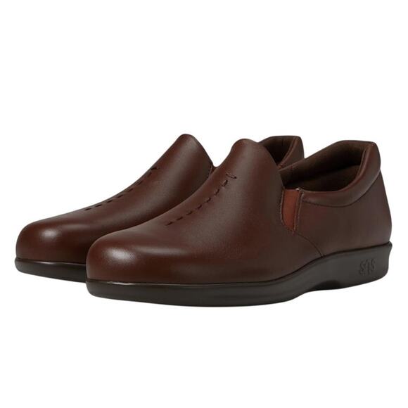 SAS Women's Viva Slip On Comfort Loafer US 7.5 WIDE EU 38 Brown Leather NIB - Picture 1 of 12
